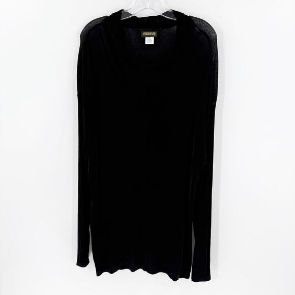 Vintage A Touch Of Class Black Sheer Long Sleeve Tunic Blouse Women's Size XL - Picture 1 of 10